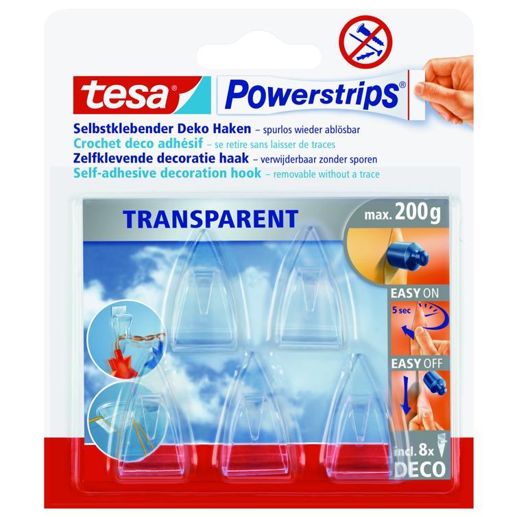 powerstrips deco-haken kristallklar 5 st